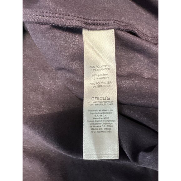 Chico's Plum Purple Microfiber Long Sleeve Button Front Stretch Blouse Sz 2 US L - Picture 6 of 8